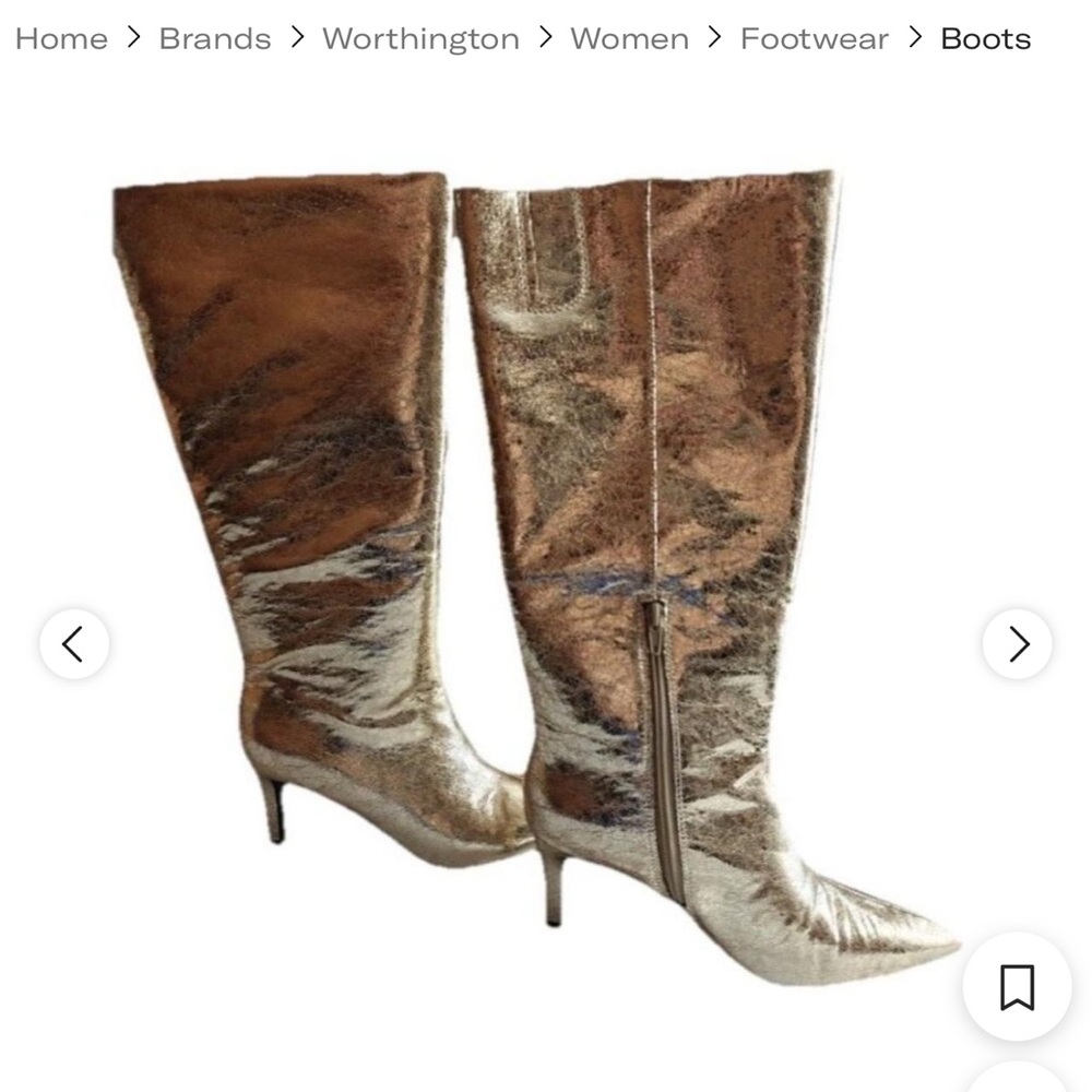 WORTHINGTON PLEASANT GOLD FOIL STILETTO KNEE HIGH BOOTS 7.5 - Picture 8 of 11